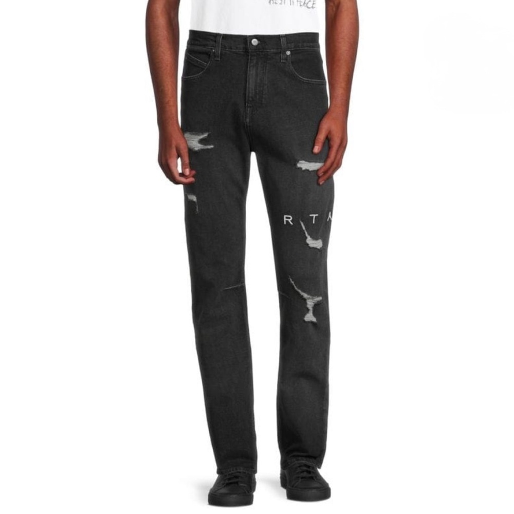 RtA Slim Fit Distressed Jeans Men's Black Straight Leg Jeans Size 29